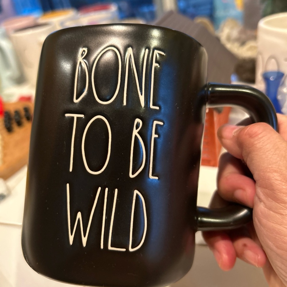 Rae Dunn Black Ceramic coffee tea Mug - Bone to Be Wild